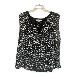 LOFT black and white cherry print sleeveless blouse